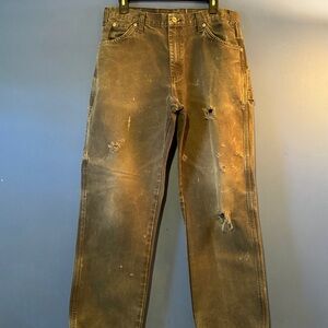 Vintage 90's Faded Distressed Black Dickies Carpenter Work Pants